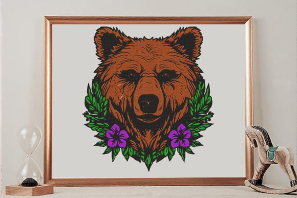 Floral Bear Head: A Seasonal Embroidery Gem