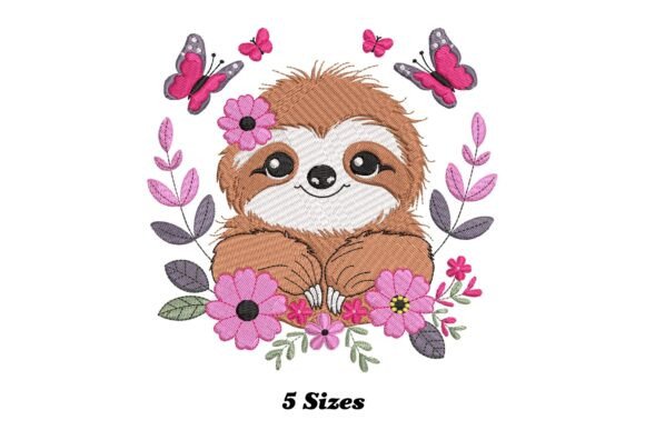 Floral Sloth: A Brand-Ready Embroidery Design