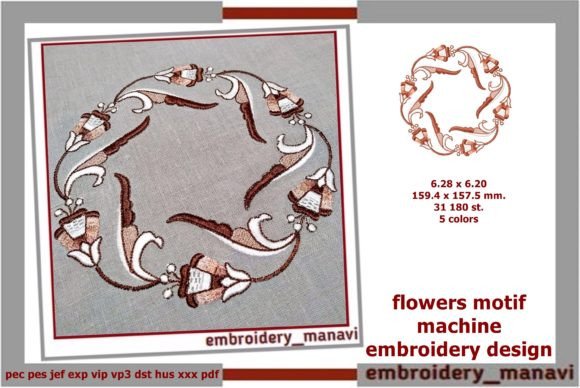 Flowers Motif: A Whimsical Floral Embroidery Design for Boutique Apparel